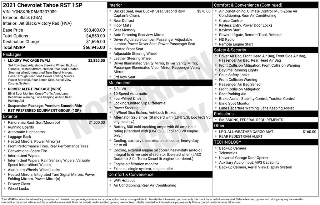 Used 2021 Chevrolet Tahoe RST w/ Luxury Package image 13