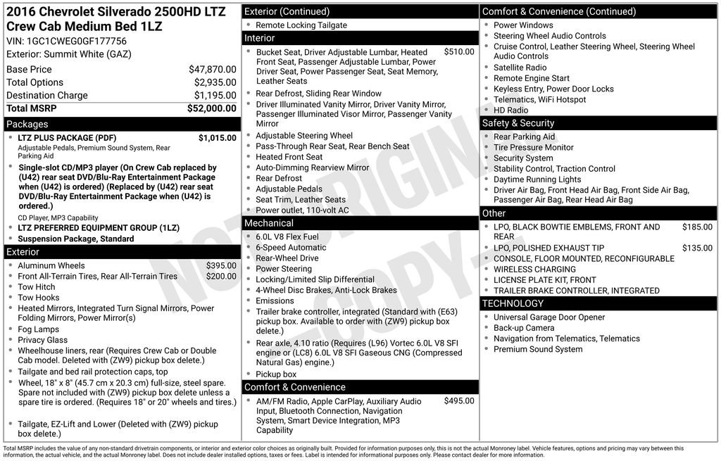 Used 2016 Chevrolet Silverado 2500 LTZ w/ LTZ Plus Package RWD image 4
