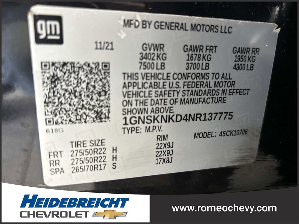 Used 2022 Chevrolet Tahoe LT AWD/4WD image 7