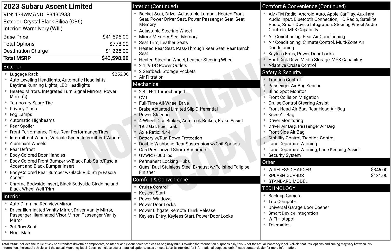 Used 2023 Subaru Ascent Limited image 16