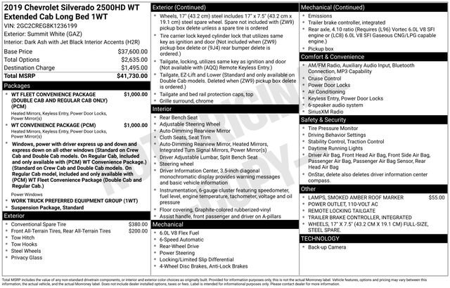 Used 2019 Chevrolet Silverado 2500 W/T w/ WT Convenience Package image 27