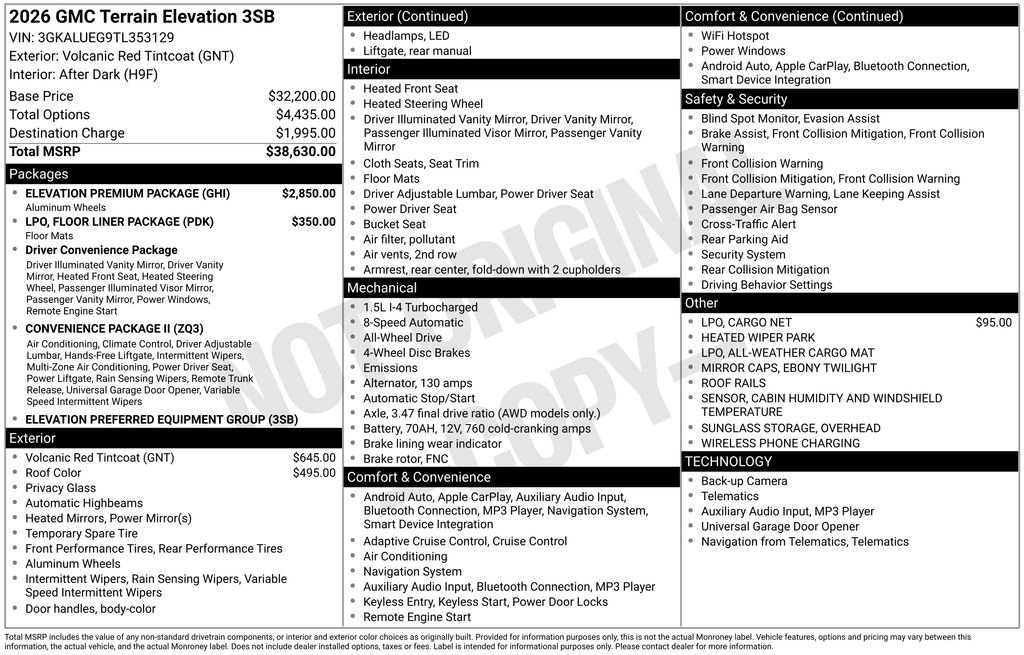 New 2026 GMC Terrain Elevation w/ Elevation Premium Package image 44