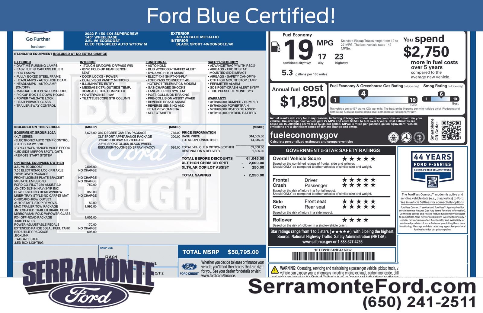 Used 2022 Ford F150 XLT w/ Equipment Group 302A High AWD/4WD image 13