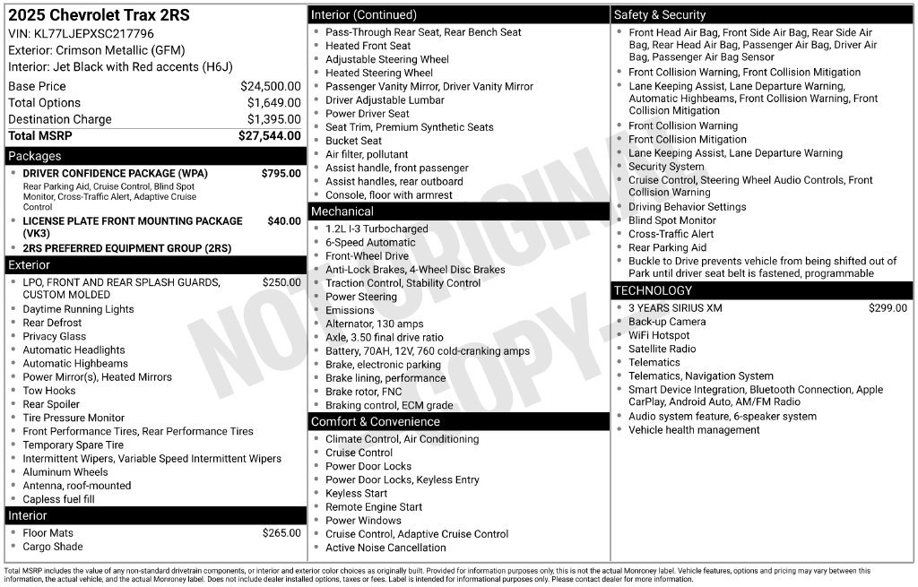 Used 2025 Chevrolet Trax RS w/ Driver Confidence Package FWD image 2