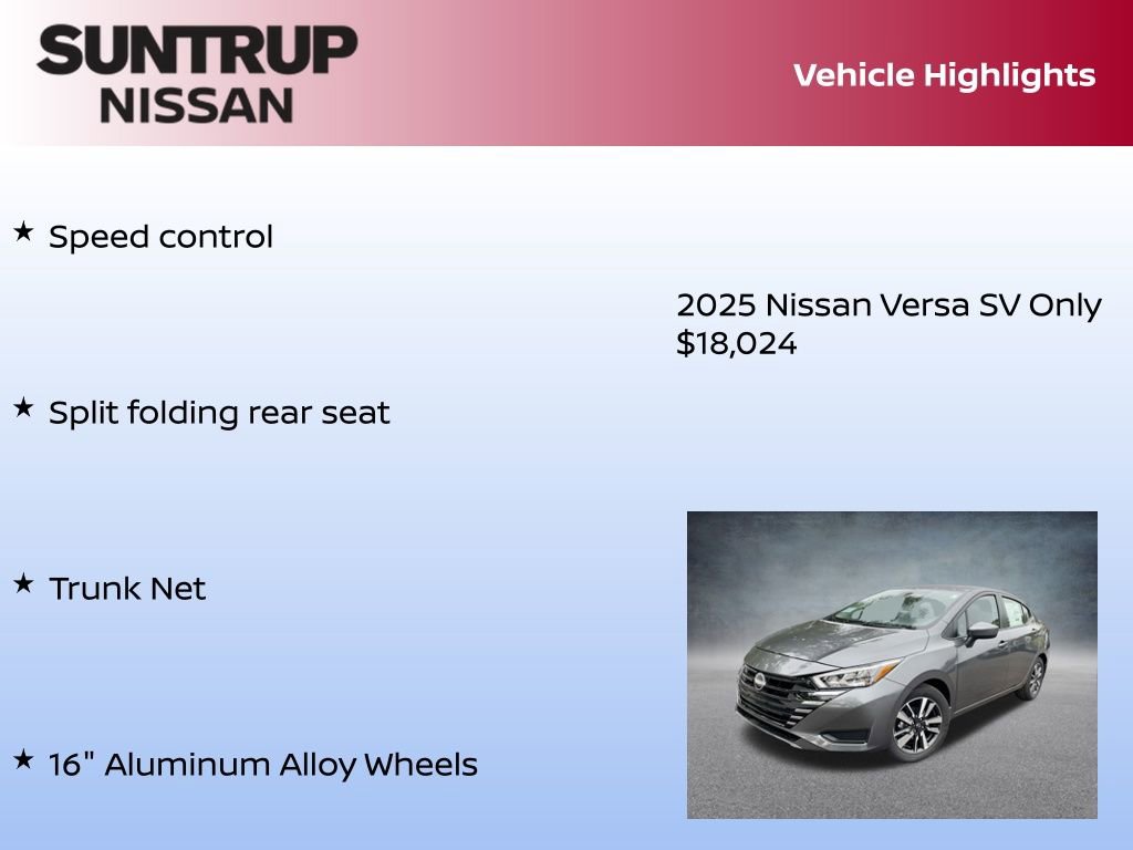 New 2025 Nissan Versa SV w/ Trunk Package image 30
