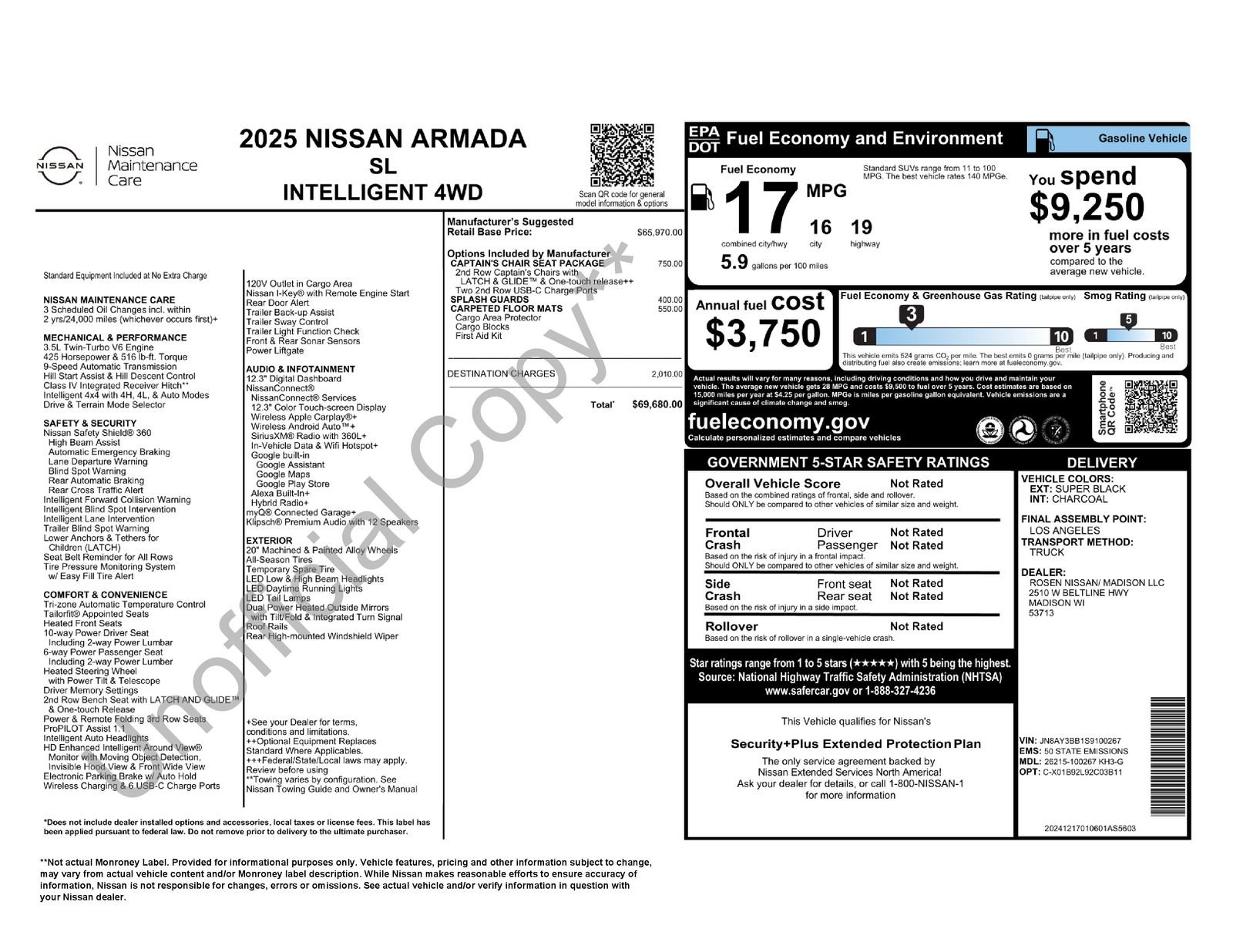 Certified 2025 Nissan Armada SL w/ Captain's Chari Seat Package AWD/4WD image 13