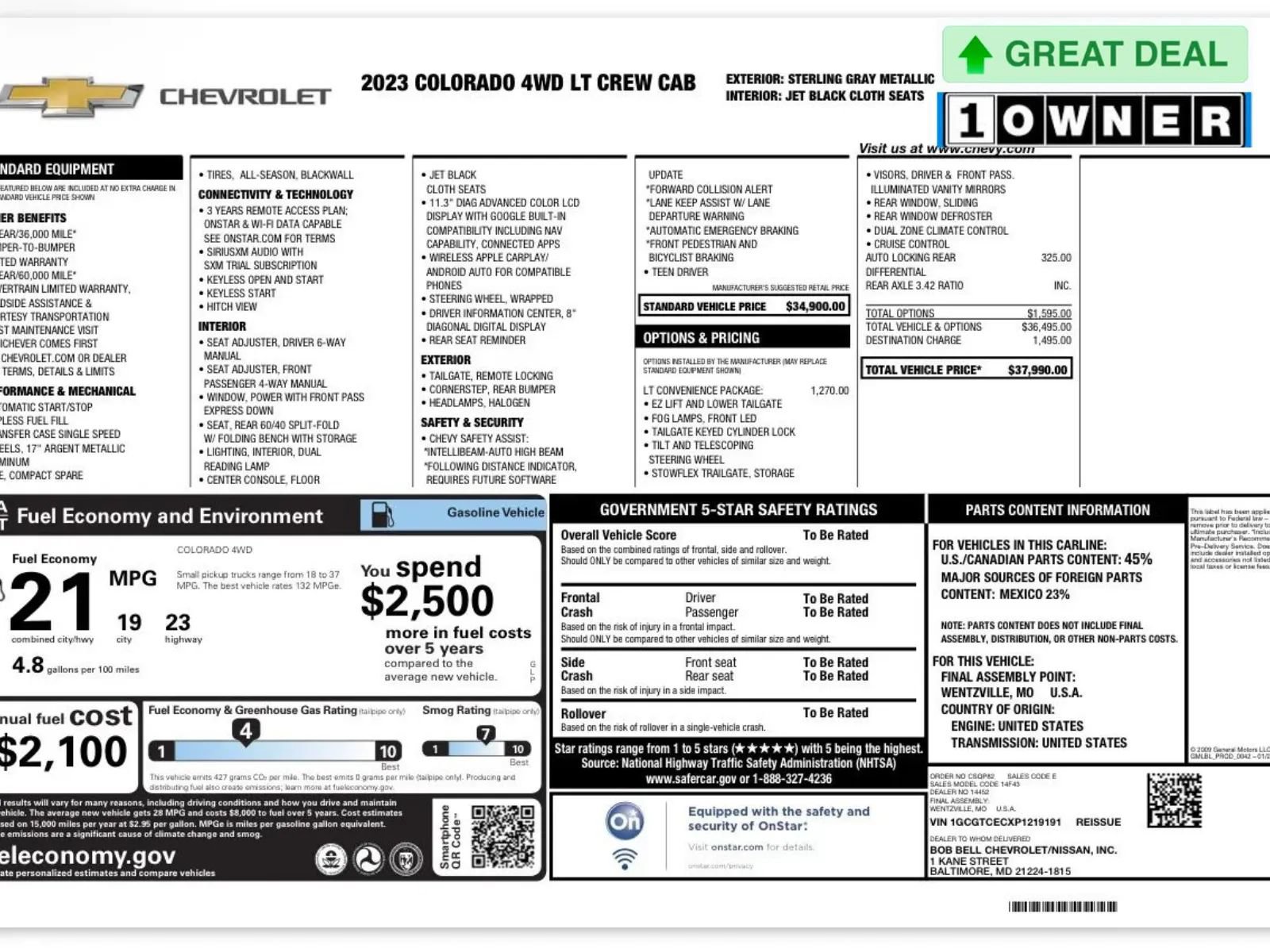Used 2023 Chevrolet Colorado LT w/ LT Convenience Package AWD/4WD image 25