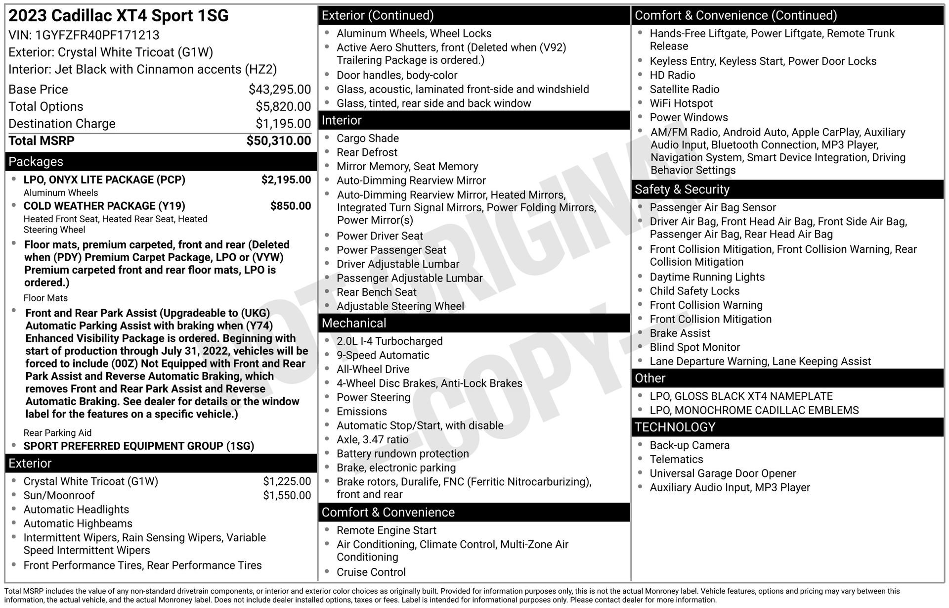Used 2023 Cadillac XT4 Sport w/ LPO, Onyx Lite Package image 3