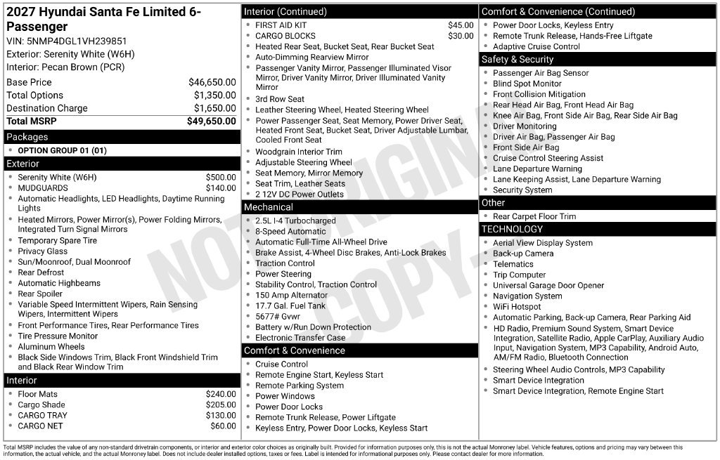 New 2027 Hyundai Santa Fe Limited AWD/4WD image 26