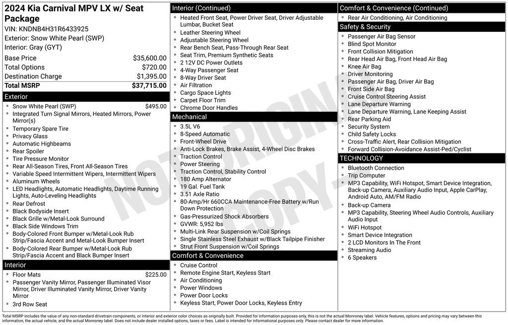 Used 2024 Kia Carnival LX FWD image 36