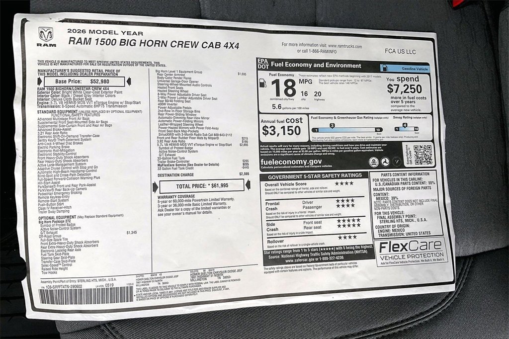 New 2026 RAM 1500 4x4 Crew Cab image 14