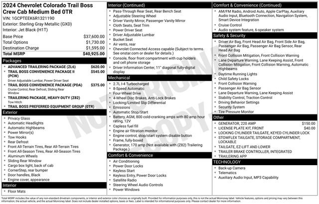 Used 2024 Chevrolet Colorado Trail Boss w/ Advanced Trailering Package AWD/4WD image 5