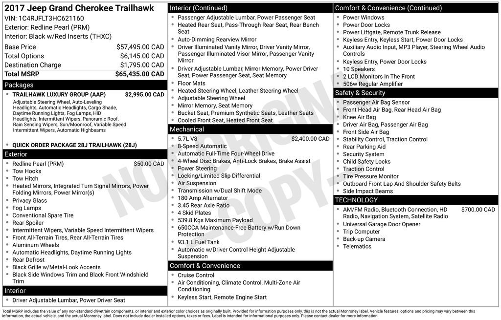 Used 2017 Jeep Grand Cherokee Trailhawk w/ Trailhawk Luxury Group image 33