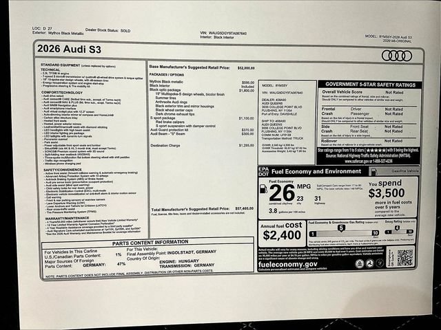 New 2026 Audi S3 Premium AWD/4WD image 17