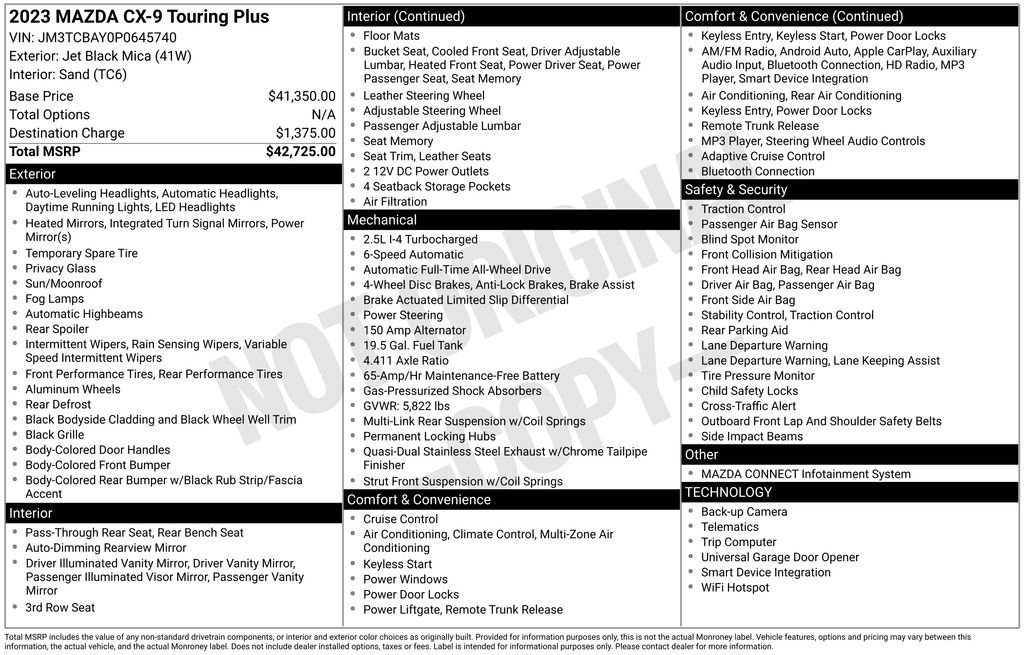 Certified 2023 MAZDA CX-9 Touring Plus image 42