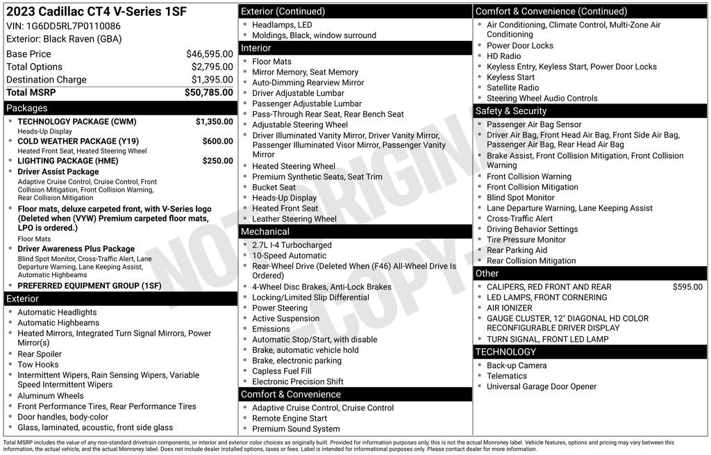 Used 2023 Cadillac CT4 V w/ Technology Package RWD image 9