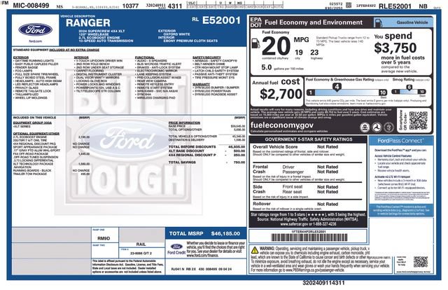 Used 2024 Ford Ranger XLT w/ Technology Package AWD/4WD image 20