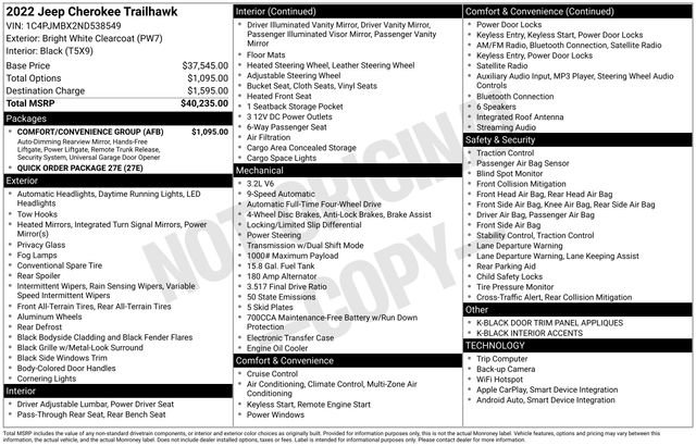 Used 2022 Jeep Cherokee Trailhawk w/ Comfort/Convenience Group image 31