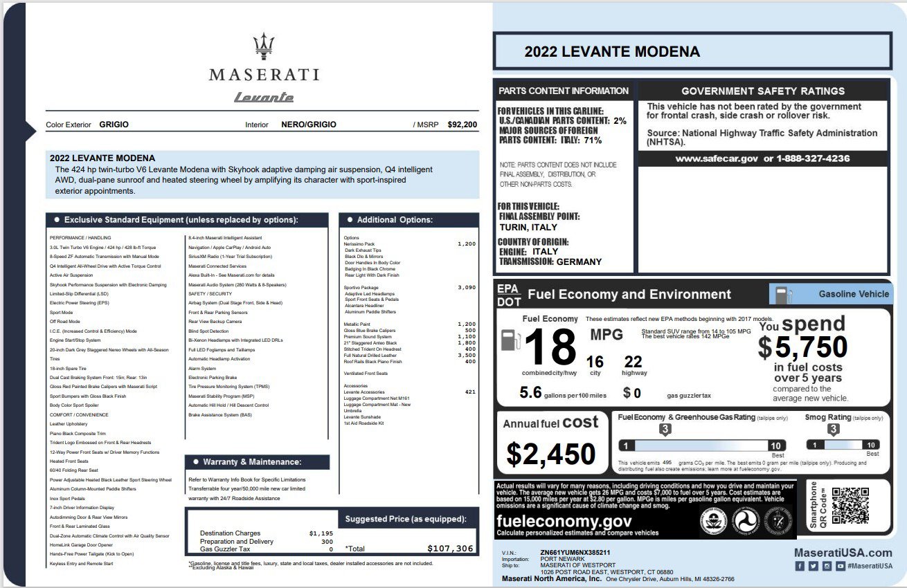 Certified 2022 Maserati Levante Modena AWD/4WD image 26