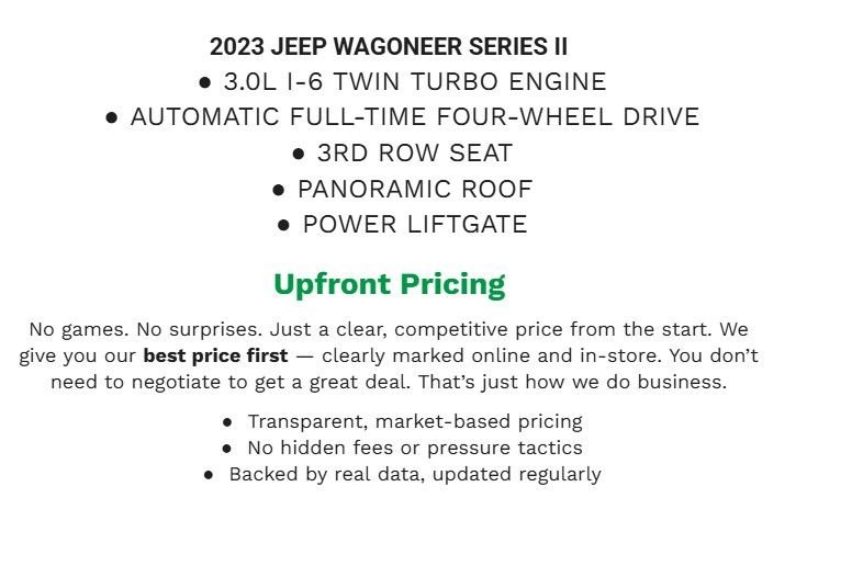 Used 2023 Jeep Wagoneer Series II w/ Convenience Group I AWD/4WD image 2