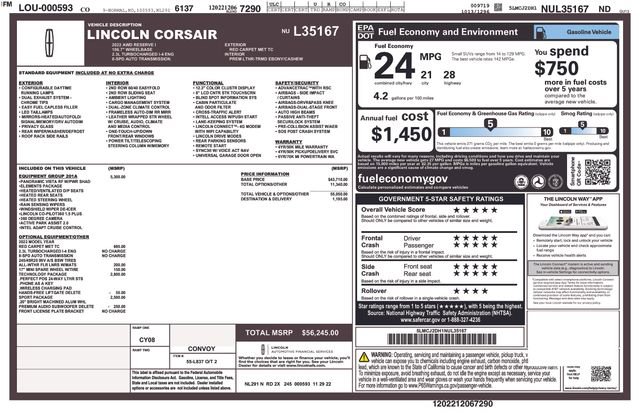 Certified 2022 Lincoln Corsair Reserve w/ Equipment Group 201A image 6