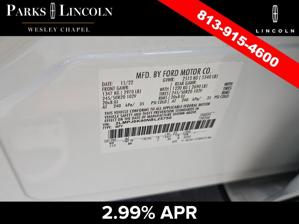 Certified 2022 Lincoln Nautilus Reserve w/ Equipment Group 201A FWD image 34