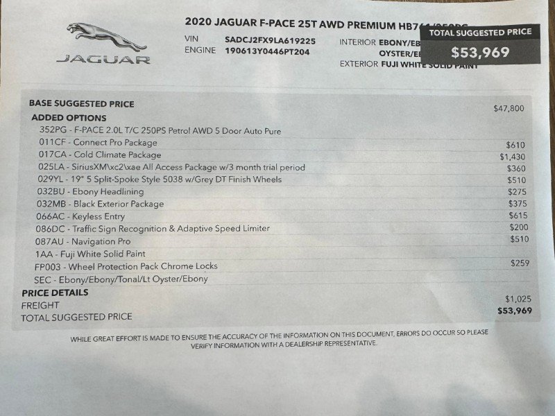 Used 2020 Jaguar F-PACE Premium image 2