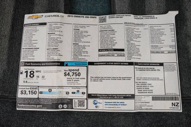 Used 2015 Chevrolet Corvette Z06 w/ 3LZ Preferred Equipment Group RWD image 36