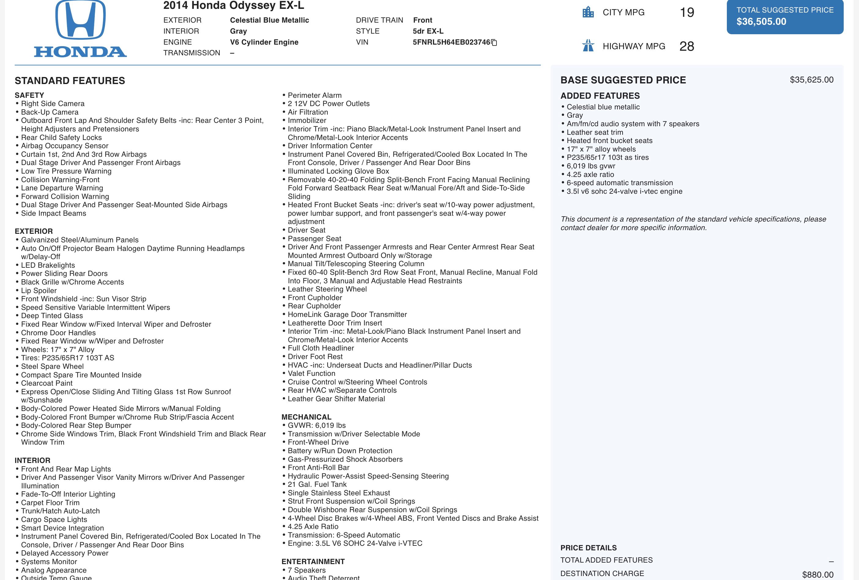 Used 2014 Honda Odyssey EX-L image 5