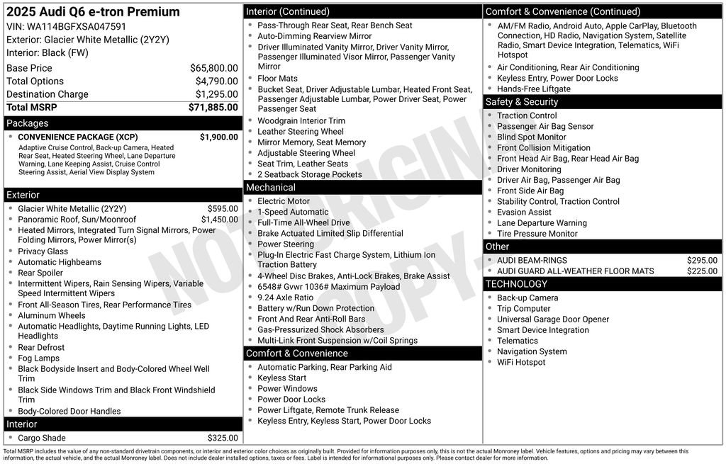 Used 2025 Audi Q6 e-tron Premium w/ Convenience Package image 31