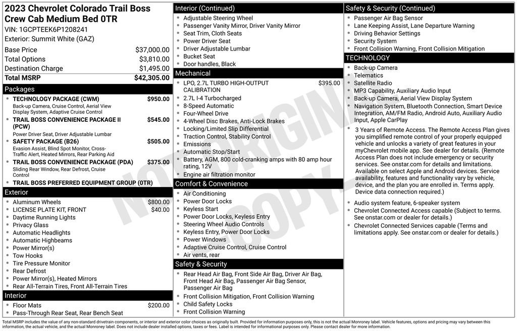 Used 2023 Chevrolet Colorado Trail Boss w/ Technology Package AWD/4WD image 3