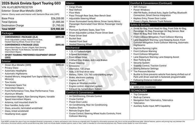 New 2026 Buick Envista Sport Touring w/ Convenience I Package FWD image 24
