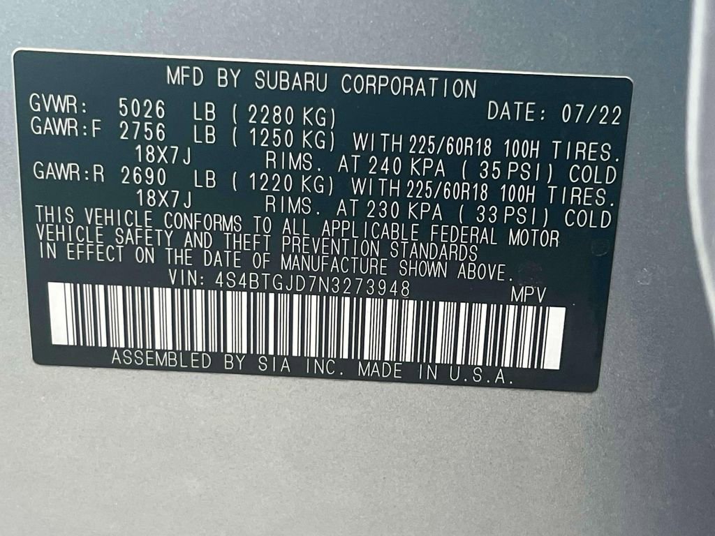 Certified 2022 Subaru Outback Onyx Edition XT image 22