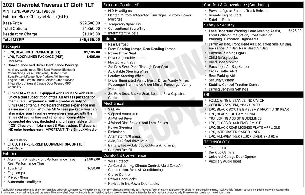 Used 2021 Chevrolet Traverse LT w/ LPO, Blackout Package AWD/4WD image 21
