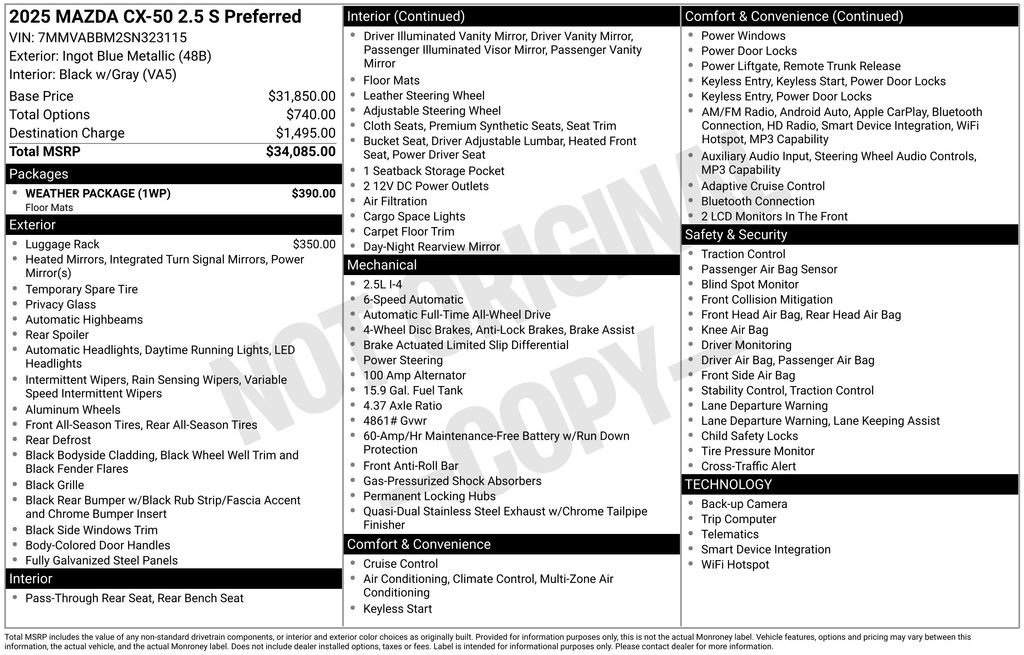 Certified 2025 MAZDA CX-50 AWD 2.5 S w/ Weather Package image 29