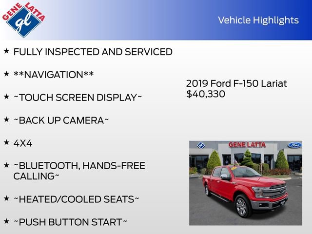 Certified 2019 Ford F150 Lariat w/ Equipment Group 502A Luxury AWD/4WD image 35