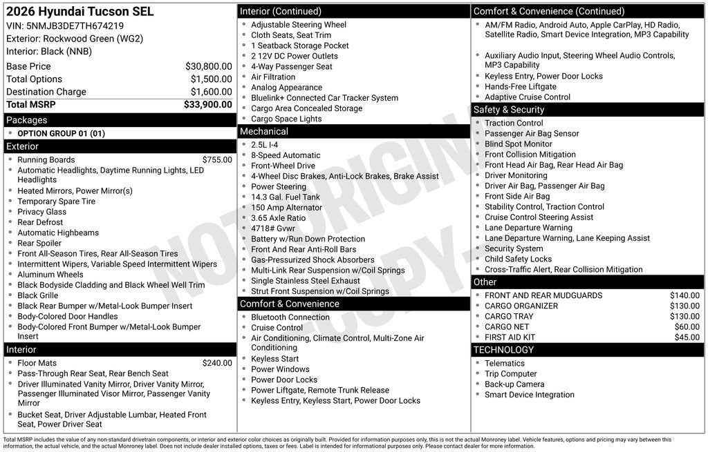 New 2026 Hyundai Tucson SEL image 1
