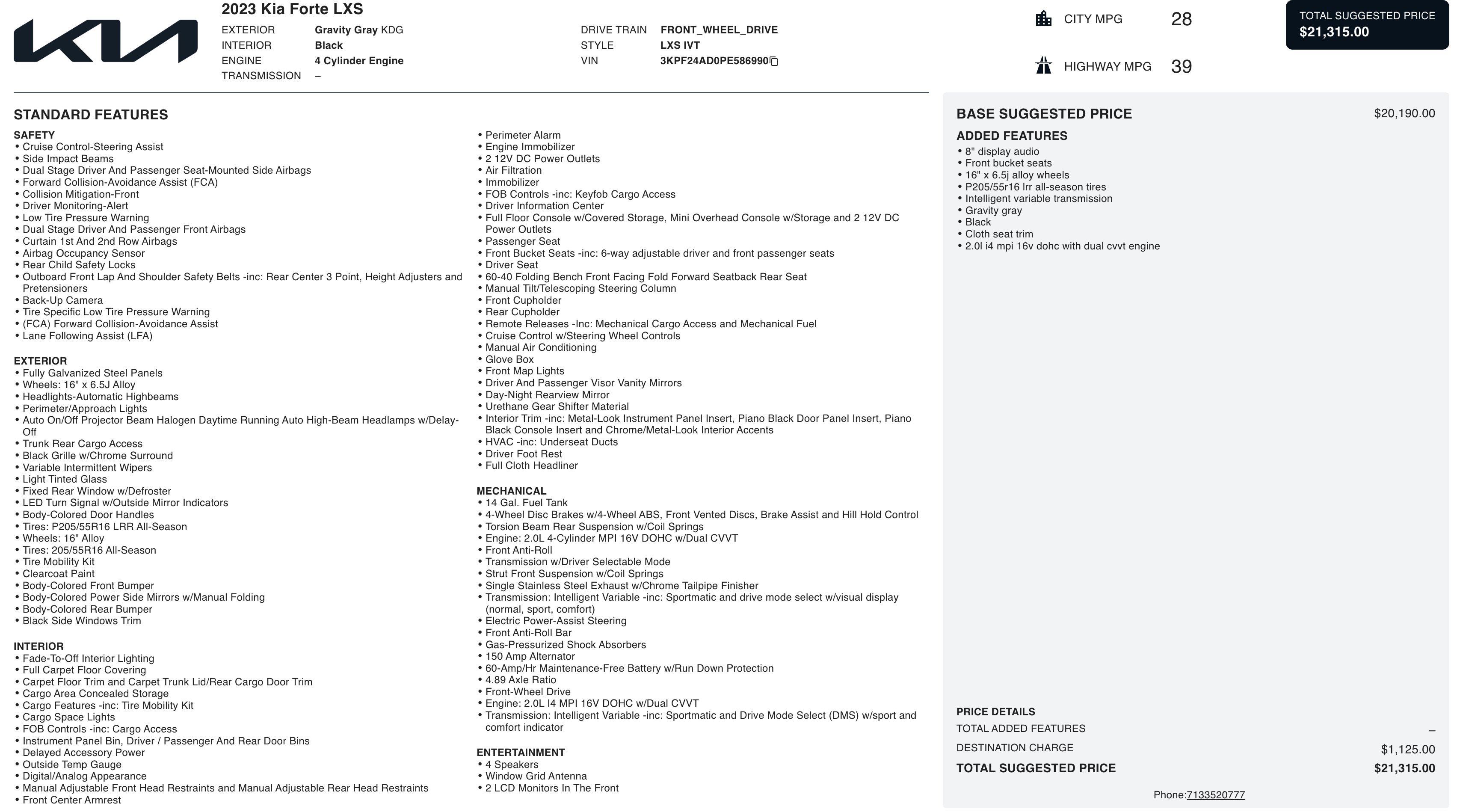Used 2023 Kia Forte LXS image 2
