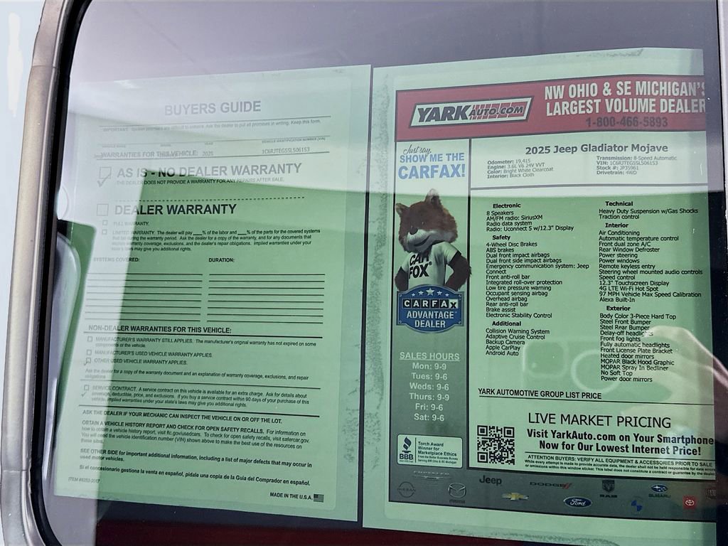 Certified 2025 Jeep Gladiator Mojave w/ Steel Bumper Group image 16