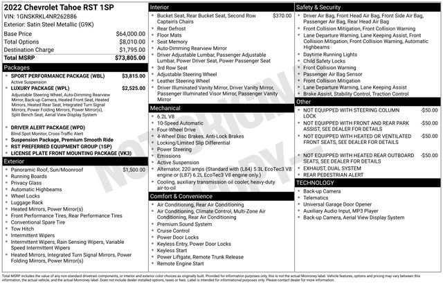 Used 2022 Chevrolet Tahoe RST w/ Sport Performance Package image 6