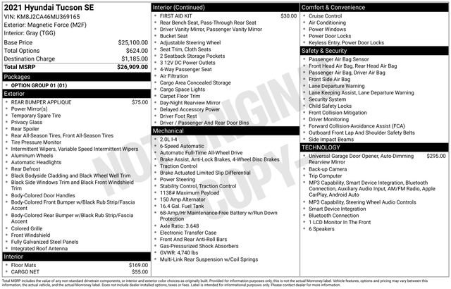 Certified 2021 Hyundai Tucson SE AWD/4WD image 10