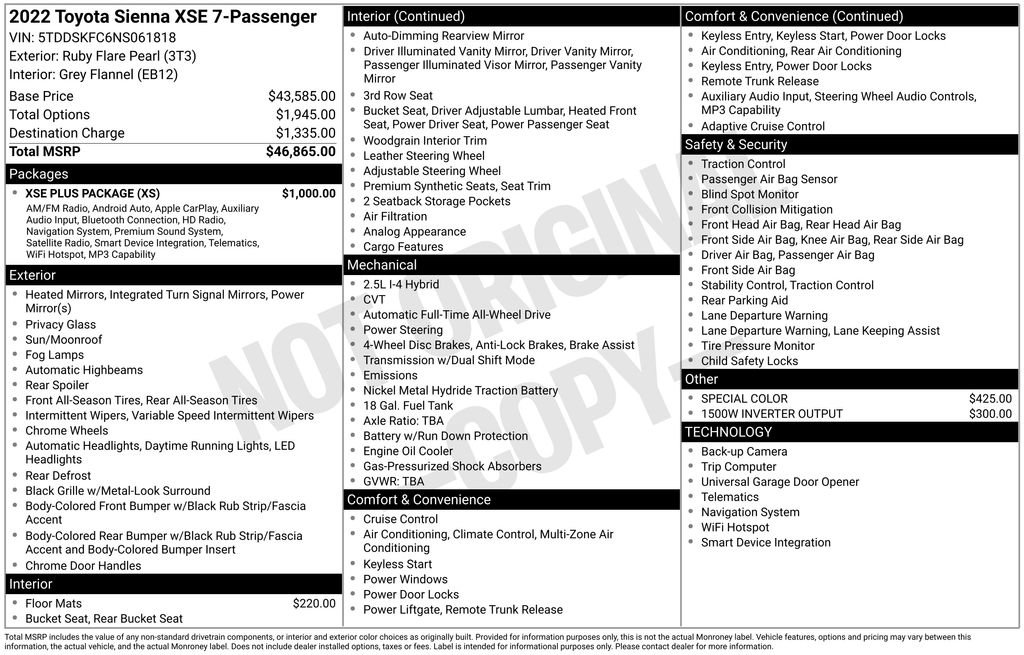 Used 2022 Toyota Sienna XSE w/ XSE Plus Package AWD/4WD image 3