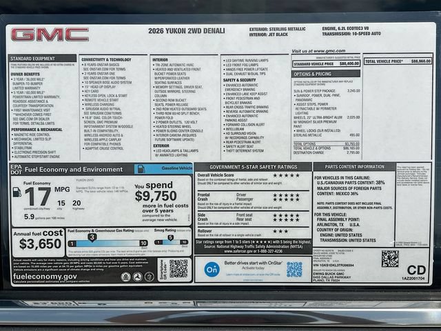 New 2026 GMC Yukon Denali w/ Sun & Power Step Package RWD image 21