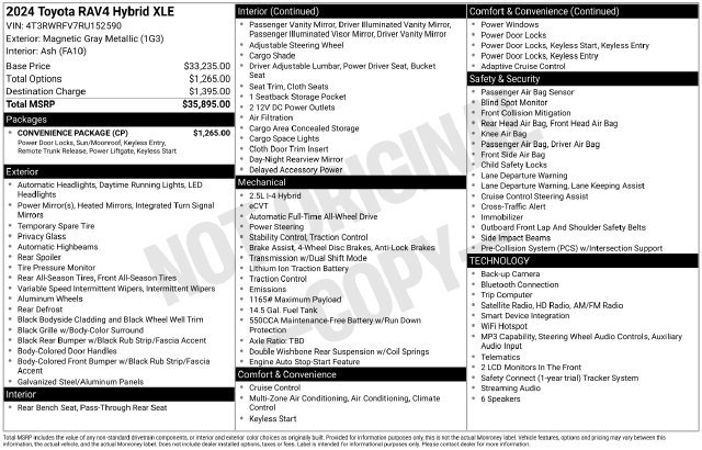 Used 2024 Toyota RAV4 XLE w/ Convenience Package AWD/4WD image 2