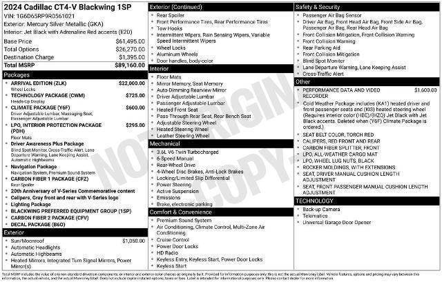 Certified 2024 Cadillac CT4 V Blackwing w/ Arrival Edition RWD image 33