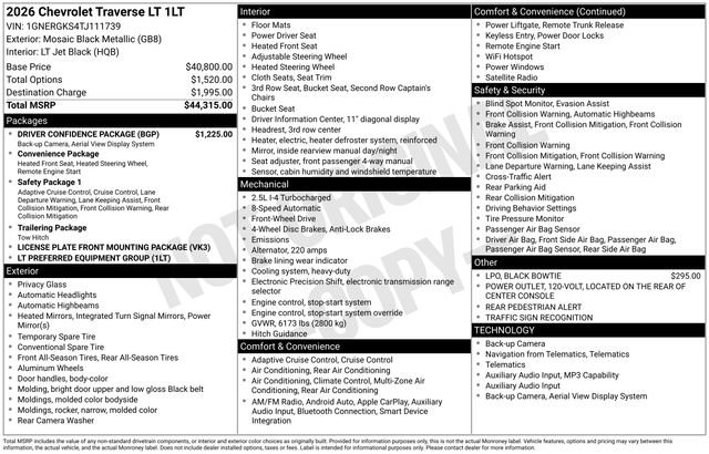 New 2026 Chevrolet Traverse LT w/ Driver Confidence Package image 5