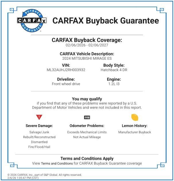 Used 2024 Mitsubishi Mirage ES image 2
