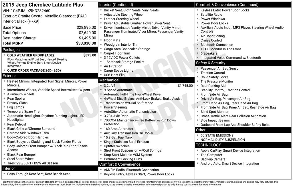 Used 2019 Jeep Cherokee Latitude Plus w/ Cold Weather Group image 12