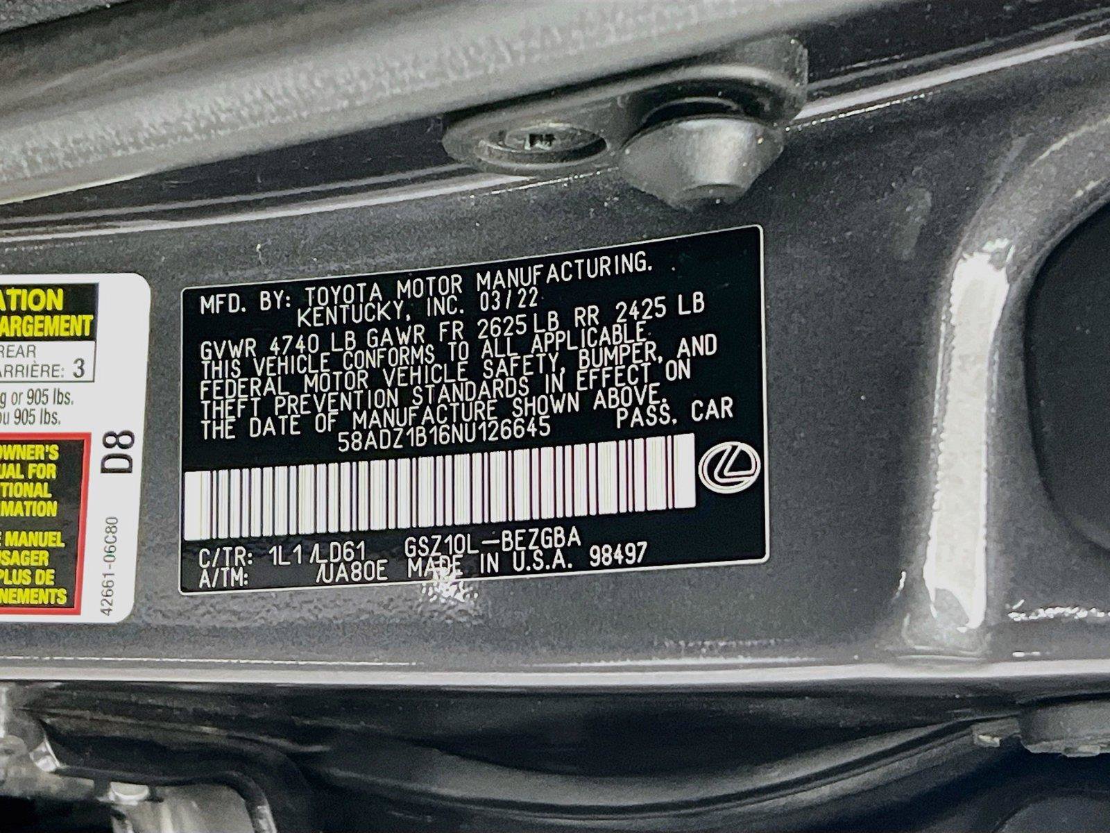Used 2022 Lexus ES 350 w/ Premium Package FWD image 33