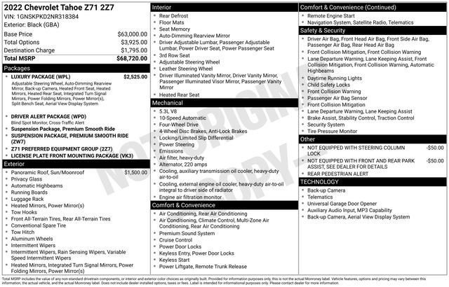 Used 2022 Chevrolet Tahoe Z71 w/ Luxury Package AWD/4WD image 36